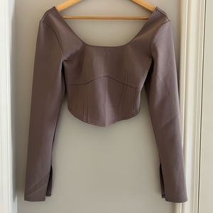 Abercrombie & Fitch taupe structured long sleeve top